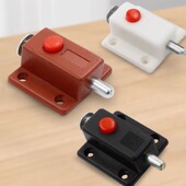 弹簧插销小塑料自动自弹按钮门闩明装 门栓柜门防盗门五金家具配件