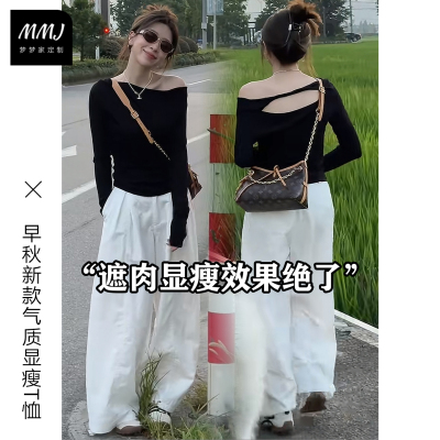 早秋设计感纯欲气质显瘦面膜T恤