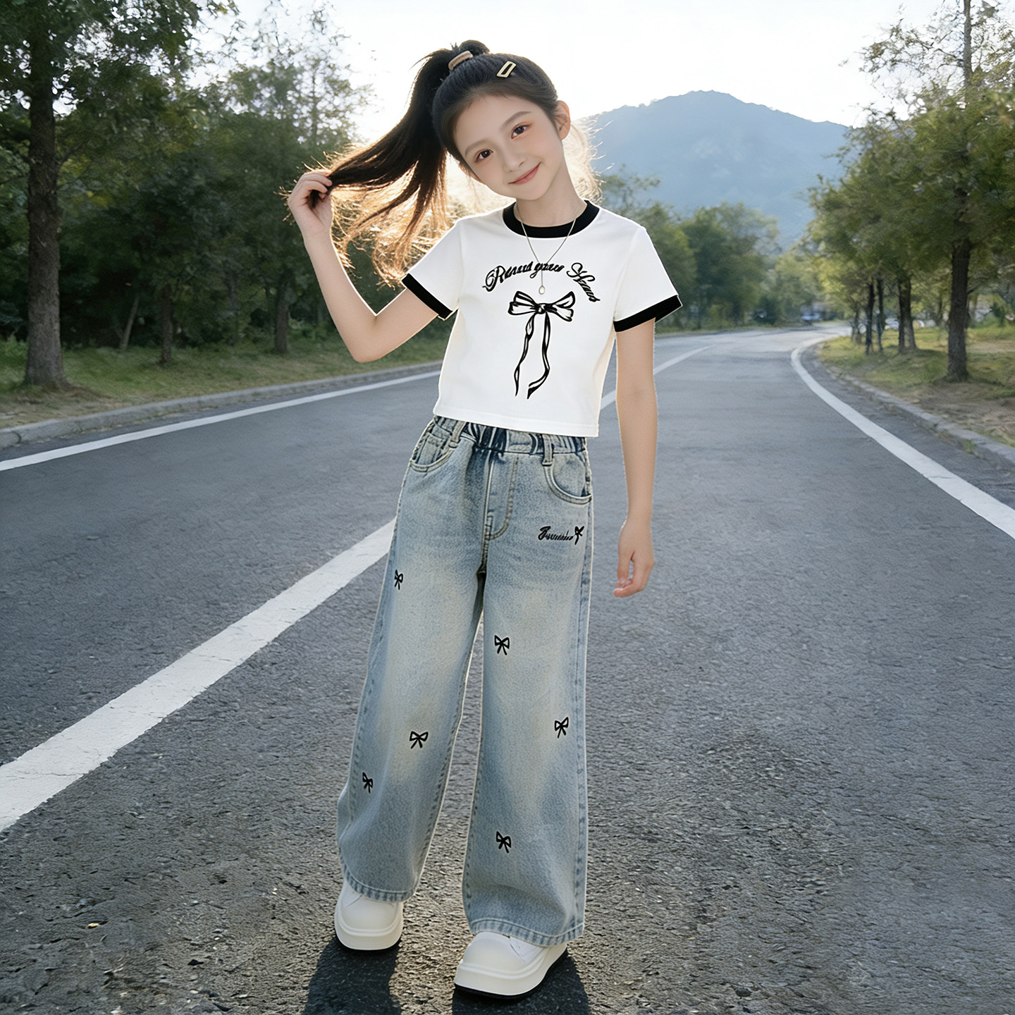 女童棉短袖t恤2026新款夏季套装女大童夏装6岁小女孩9岁12岁洋气T