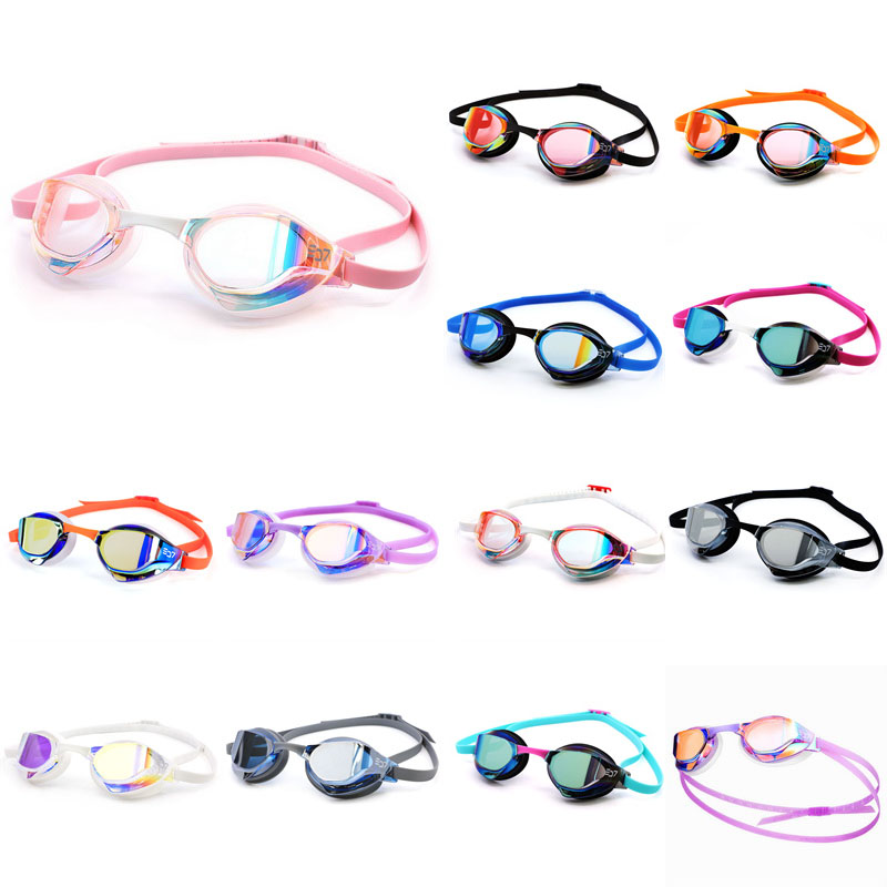 SD7韩国代购专业训练游泳镜时尚镀膜防水防雾竞赛高清有胶圈泳镜