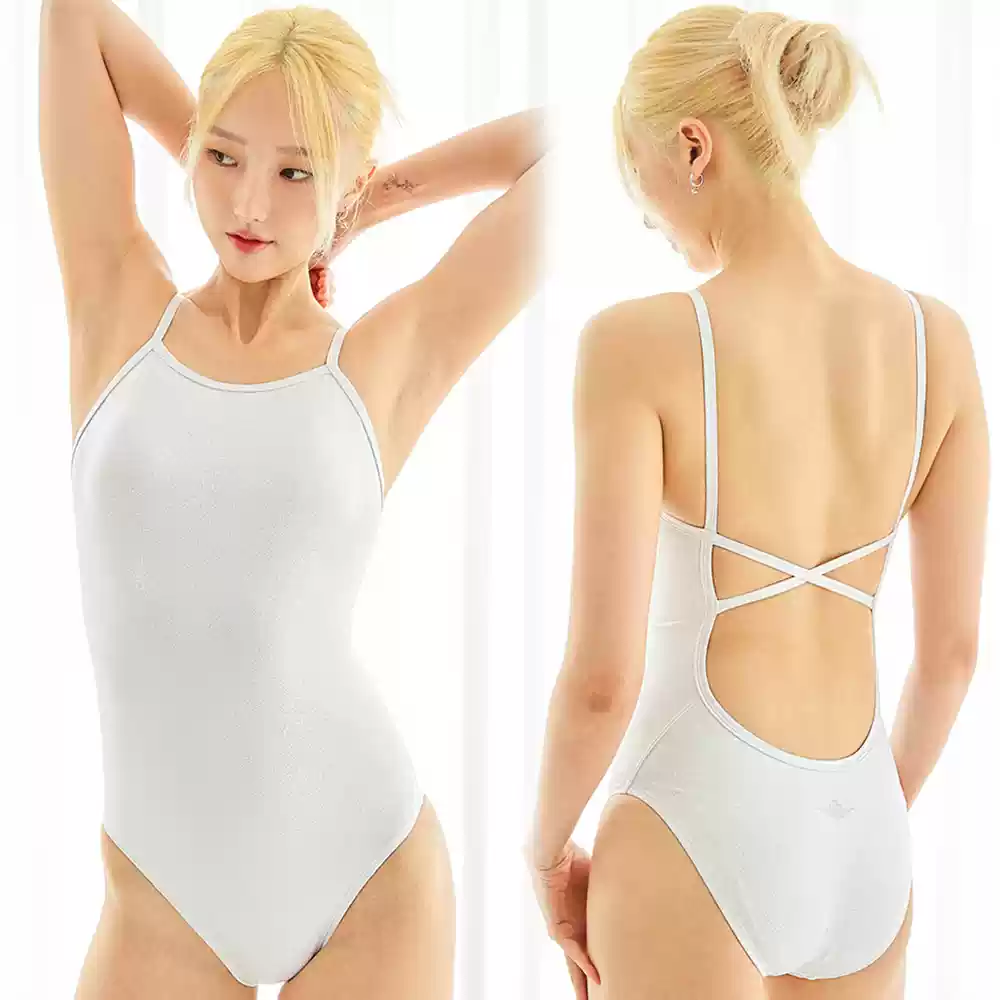 纯色成人女士欧美连体泳衣三角