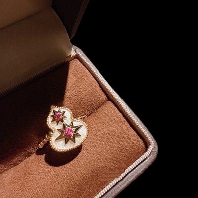 珠宝 星芒红宝白贝母葫芦福禄项链 新中式 彩宝葫芦耳环套装