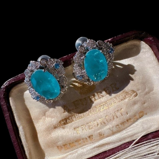 玛利亚蓝雪花宝石项链 富婆的快乐 镀18K金 冰蓝花朵帕拉锆石耳环