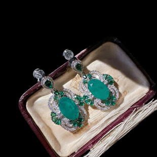 莫吉托绿蜂巢宝石项链 富婆的快乐 镀18K金 苍松翠柏帕拉锆石耳环