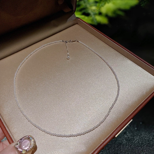 珠宝 颖宝超细2mm澳白色珍珠项链 塔希提baby小米珠锁骨链 叠戴