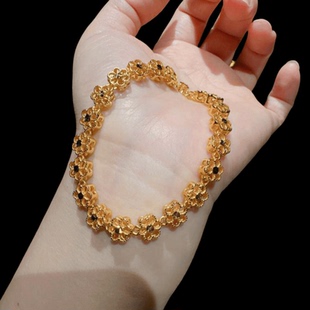 古法金色花丝锤揲筒钻金珠手链 新中式 八宝瑞祥葫芦高定晚宴手串