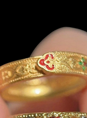 蕾丝蜂巢雕花锆石戒指 古董感 镀18K金 雕花新中式戒指百搭