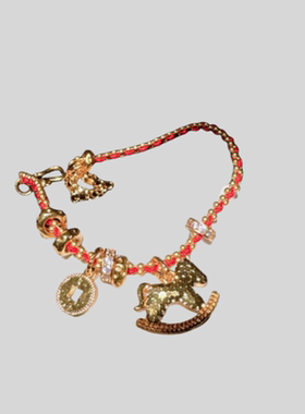 珠宝 本命年红手绳铜钱万花筒路路通手链 新中式马上有钱红色手串