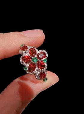 年会珠宝 T方宝石镶钻排钻手镯 Vintage 雪花花瓣锆石手链 套装