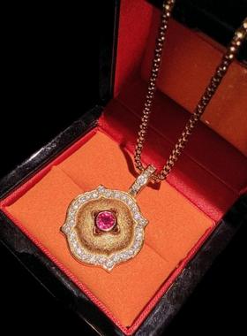 意大利轻奢麦穗蝴蝶宝石戒指 Vintage 拉丝花藤锆石戒指 项链套装