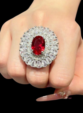 鱼姬炫彩鸽血红雪花宝石珍珠项链 摩登邂逅灰珠 水滴酒红锆石戒指