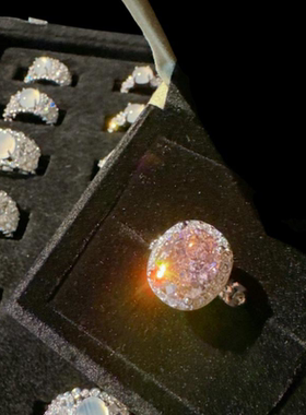 繁花仙女粉蛋形宝石戒指 帕帕拉恰 镀18 K金 阿盖尔粉方锆石戒指