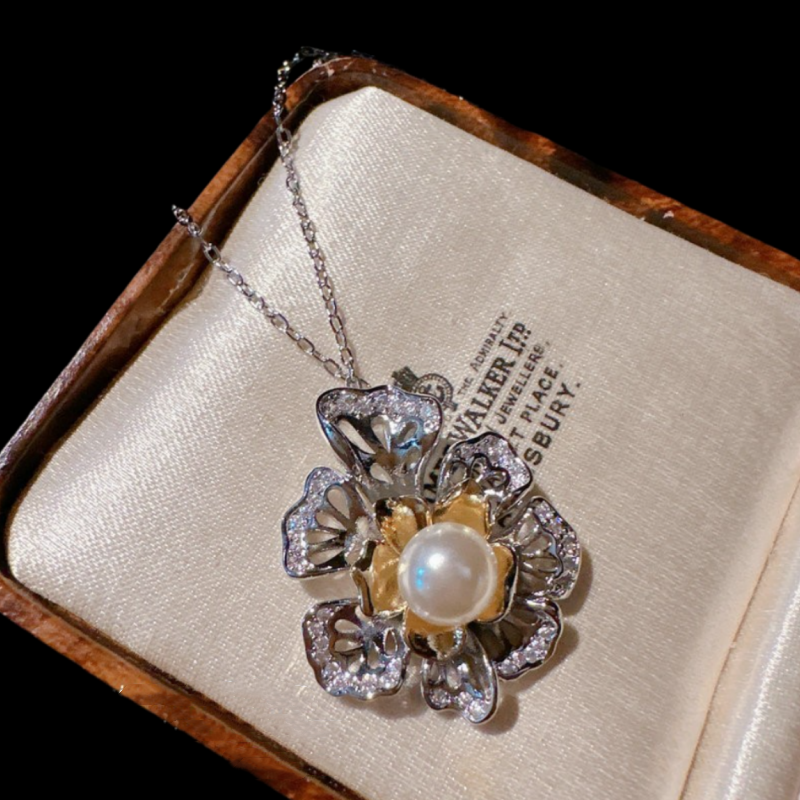 富丽堂皇 花朵宝石珍珠项链 复古繁花 光芒花瓣 贝珠锆石花朵戒指