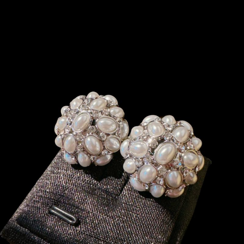 鱼姬炫彩米珠花环宝石耳环 璨若星河 镀18K金 扇形锆石水滴耳环