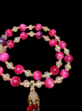 古法金色 千金花丝点钻金刚杵吊坠项链 新中式鎏光拉丝平安扣手链