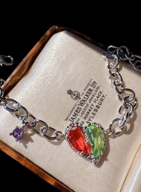 莫奈花园爱心宝石 项链 帕帕拉恰 镀18K金 艳彩橘钻心心锆石 戒指