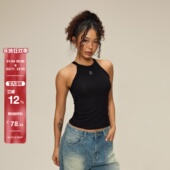 辣妹爵士舞运动修身 SMILE DDD挂脖吊带背心带胸垫美背美式 上衣女