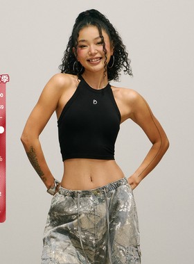 SMILE DDD挂脖背心胸垫蜂窝一体式短款辣妹瑜伽健身通勤运动吊带