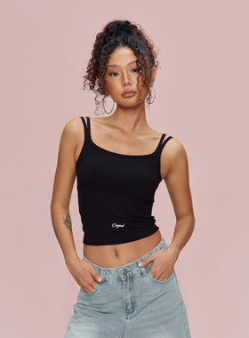 SMILE DDD双肩带胸垫吊带背心女夏季弹力修身辣妹爵士舞跳舞上衣