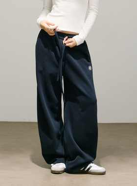 SMILE DDD毛圈卫裤松紧阔腿可调节显瘦慵懒保暖美式休闲运动长裤