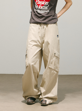SMILE DDD斜口袋工装裤卡其色休闲通勤复古美式辣妹小个子阔腿裤