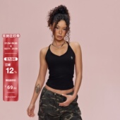 SMILE 辣妹黑色爵士上衣 运动内衣美式 DDD挂脖吊带背心短款 修身