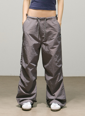 SMILE DDD轻薄工装裤140g梭织褶皱小个子女jazz街舞阔腿降落伞裤