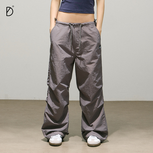 140g梭织褶皱小个子女jazz街舞阔腿降落伞裤 裤 DDD轻薄工装 SMILE