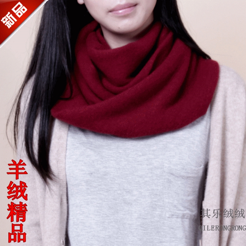 新款羊绒围脖女脖套加厚长款围巾套头毛线针织双圈男羊毛纯色冬季