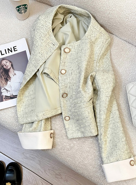 今年流行特惠黄绿色小香风短外套女春秋2025新款轻奢千金风通勤