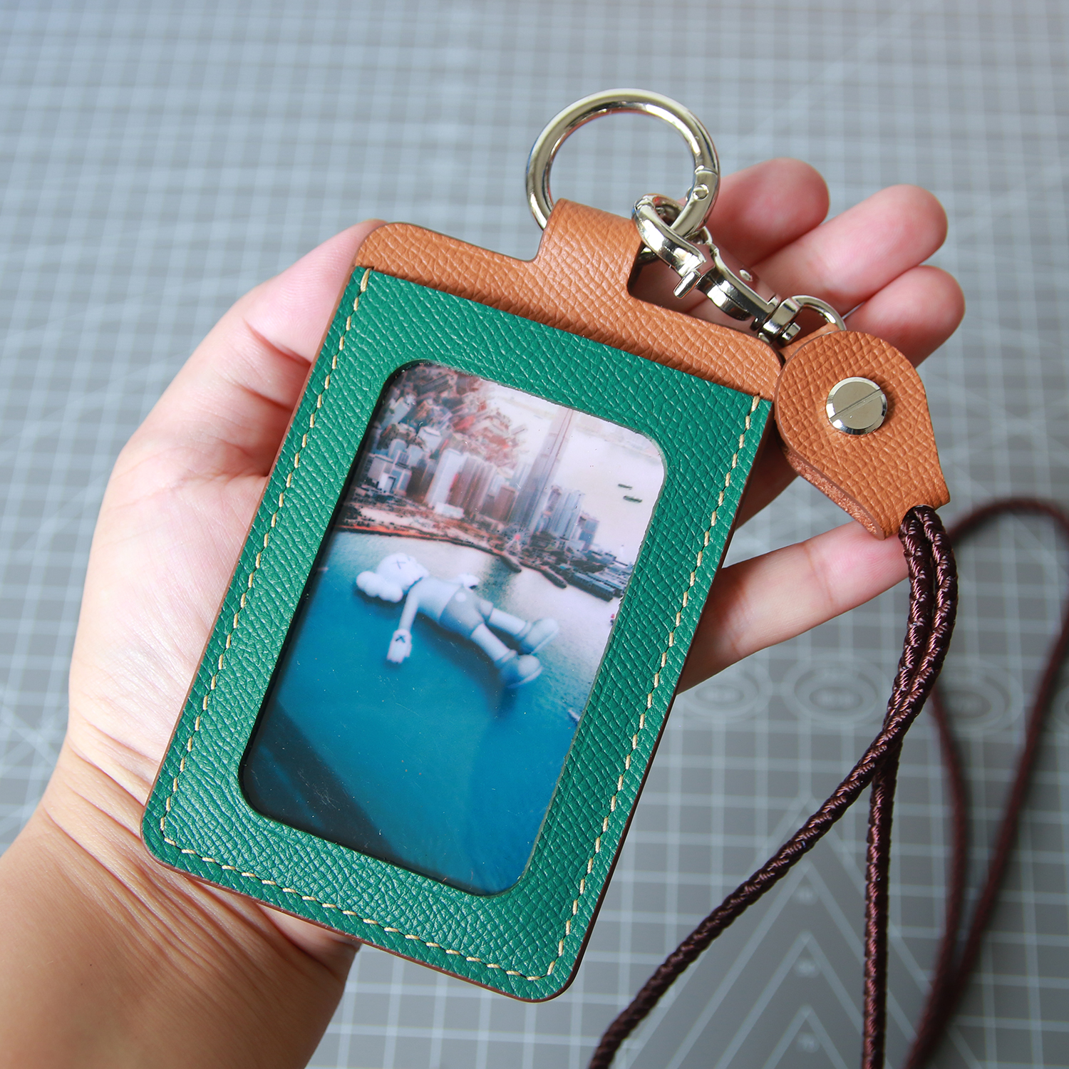 手工头层牛皮证件套工作牌卡套