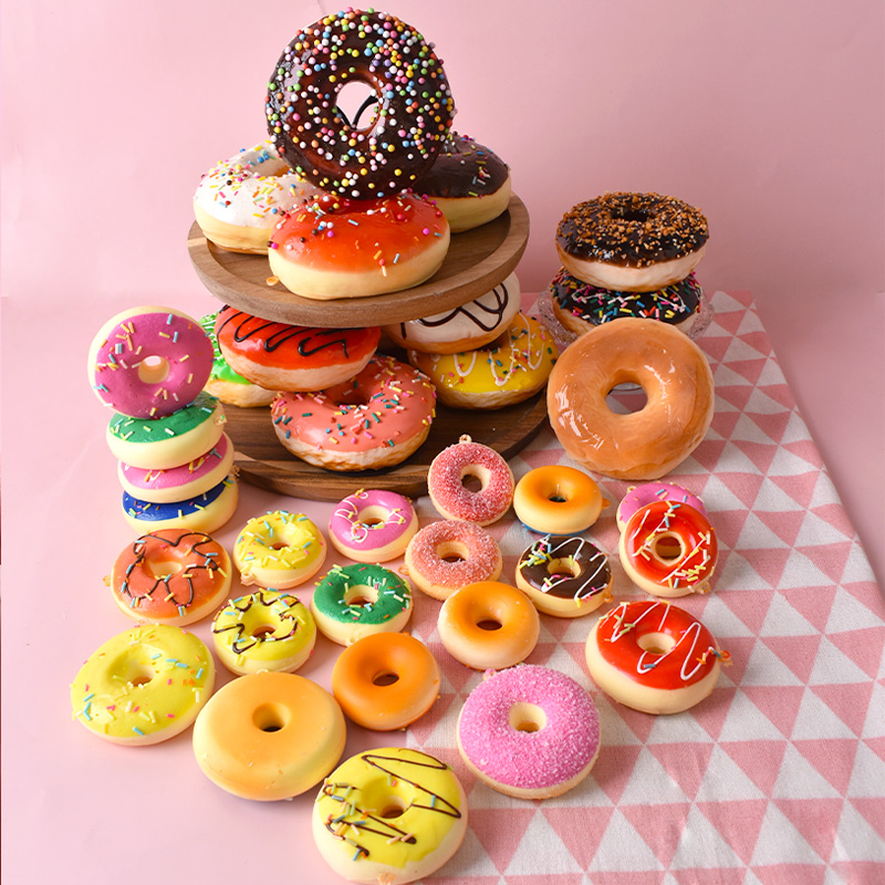 仿真甜甜圈模型 假蛋糕面包摆设件挂件烘焙玩具食物橱窗装饰道具
