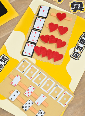 幼儿园益智环创百变扑克牌美工区角教室走廊装饰区域互动游戏墙贴