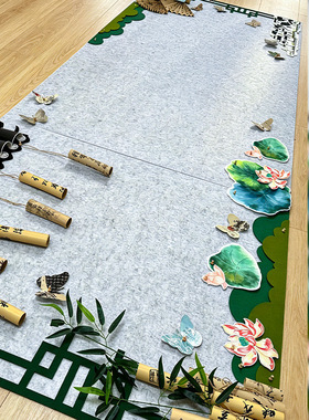 新中式绿色系环创布置古班级文化墙黑板报小学幼儿园布置