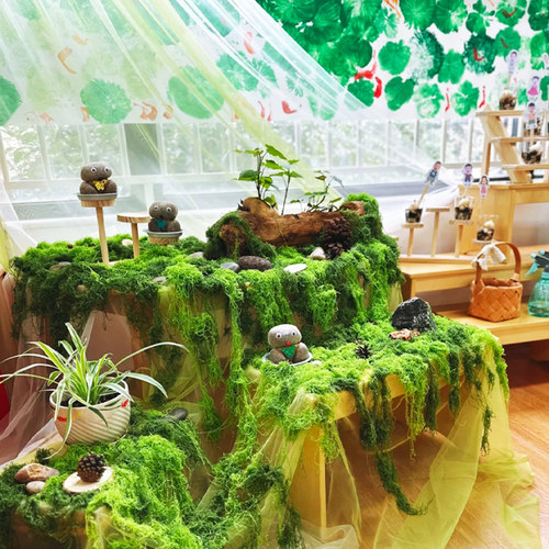 幼蒲自然角春日环创仿真苔藓