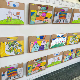 幼儿园阅读美工区环创材料作品收纳盒展示故事墙面教室读书装饰