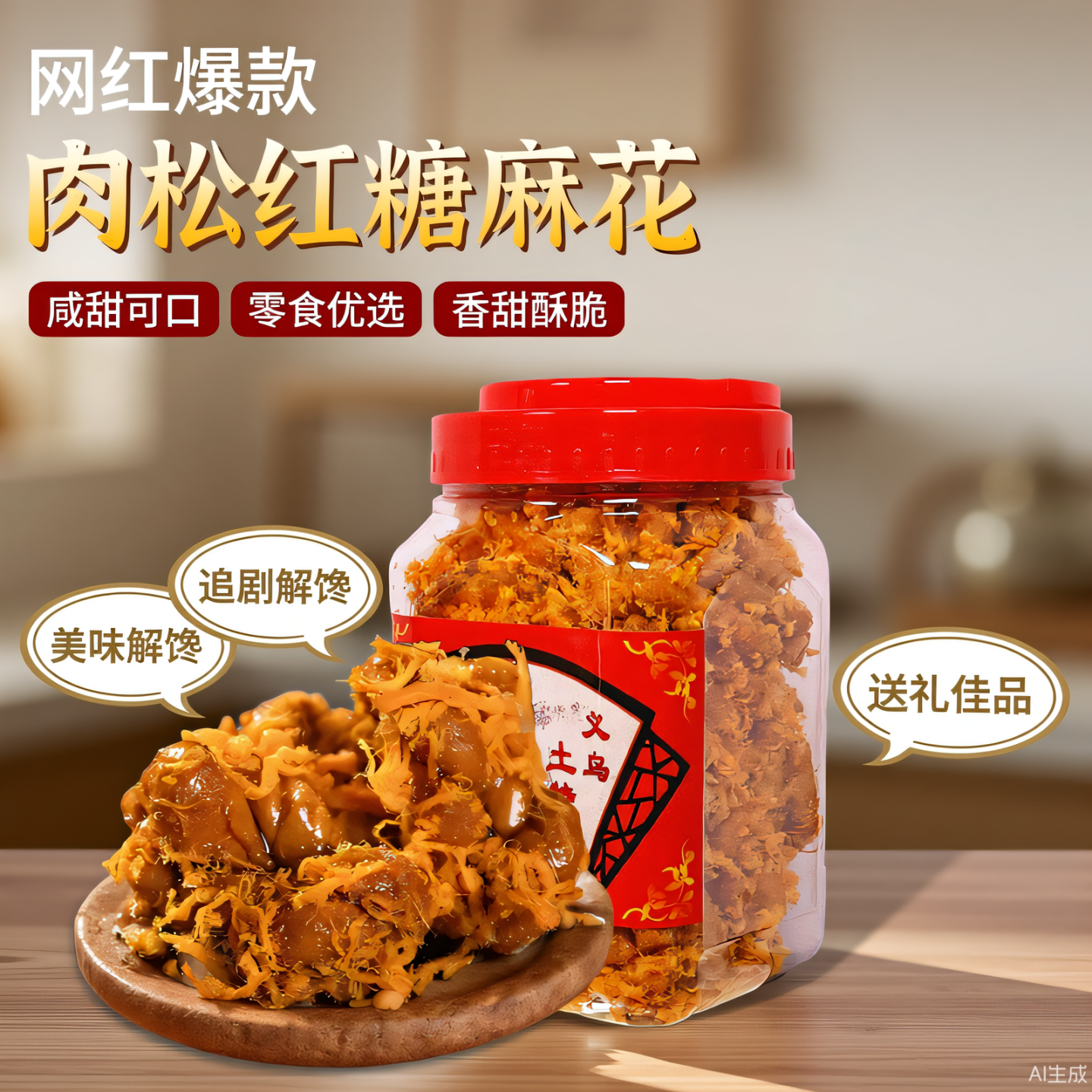 正宗肉松红糖小麻花罐装网红休闲零食营养酥脆滋补养生浙江土特产