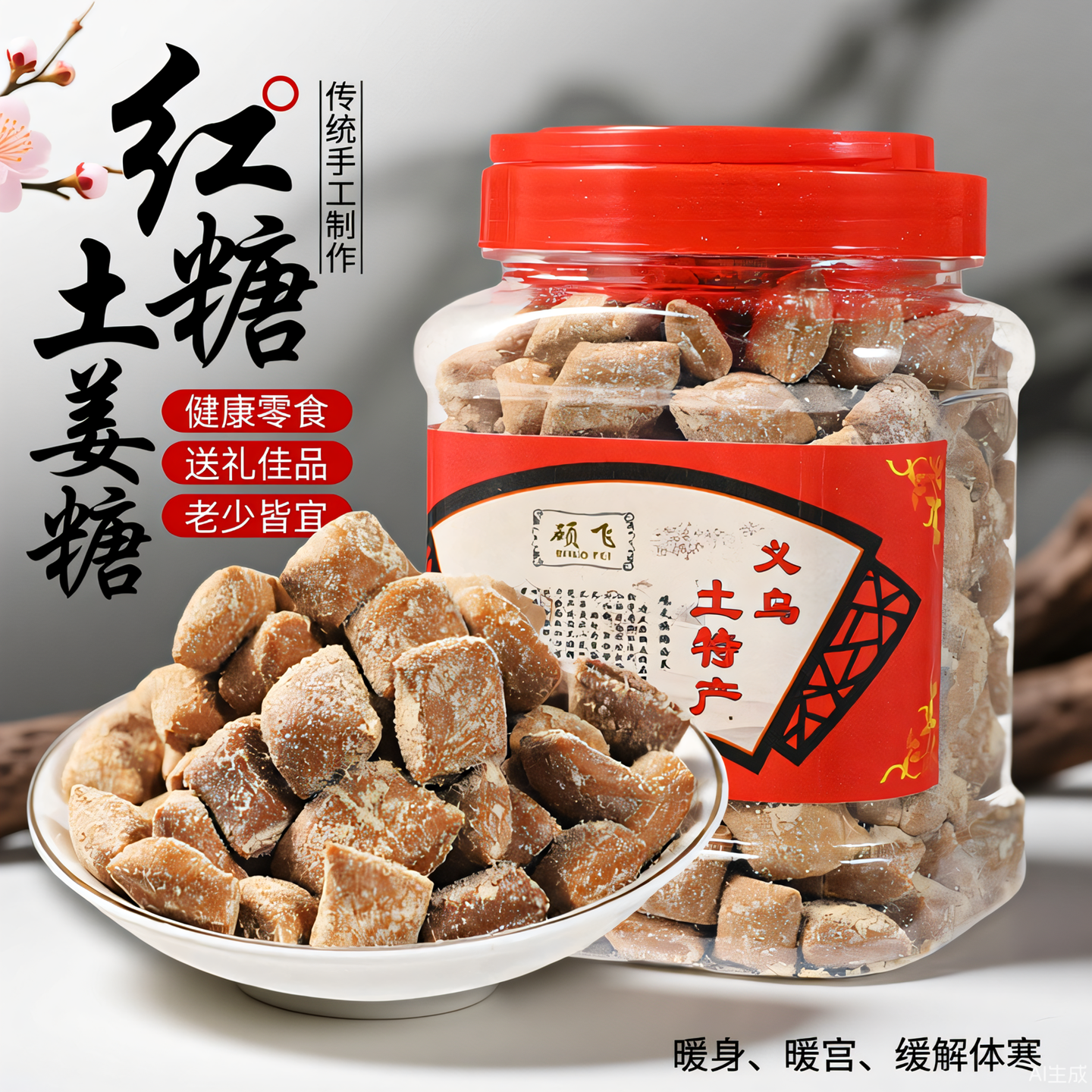 义乌红糖姜糖暖胃软糖果正宗新榨麦芽糖纯手工罐装土特产暖宫孕妇