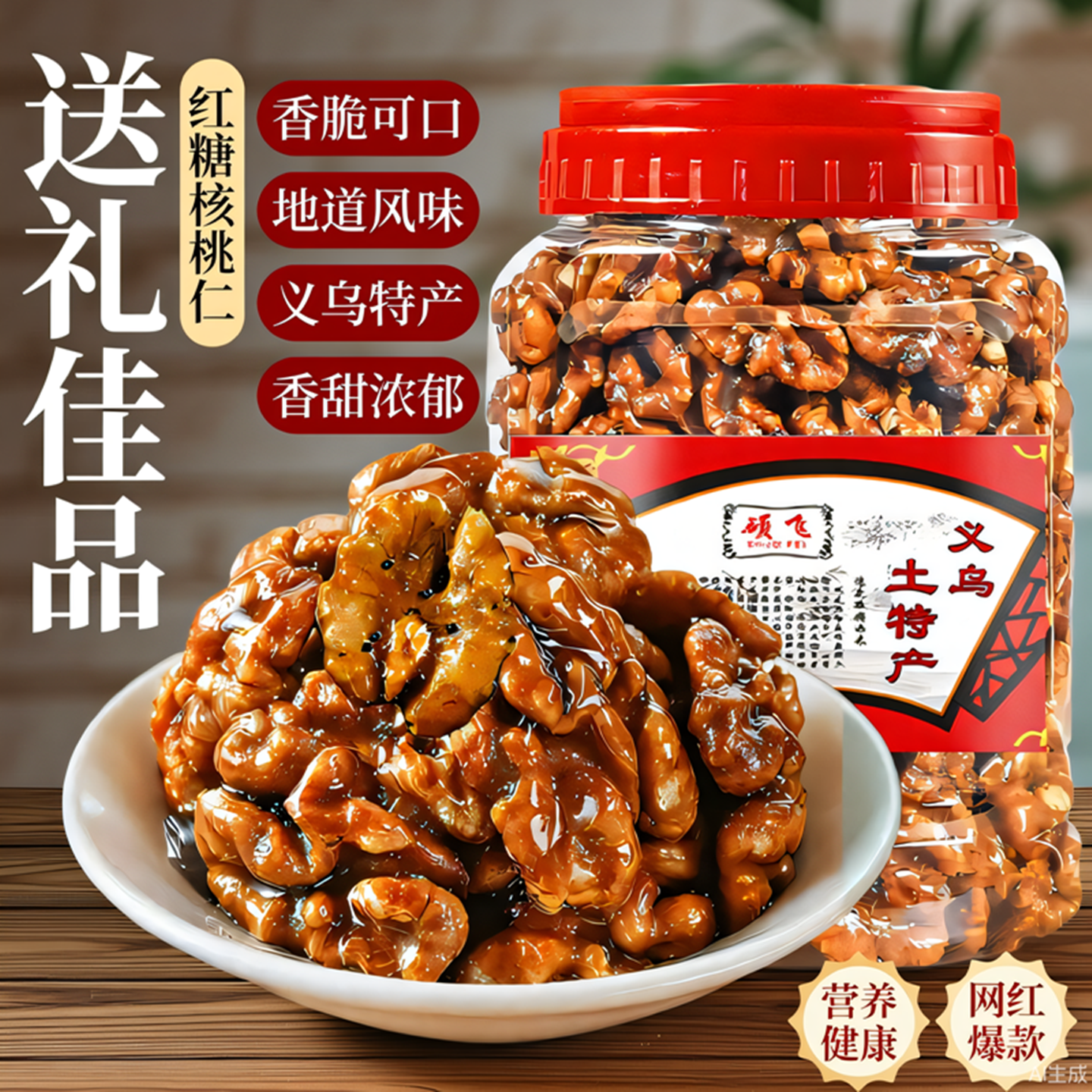 硕飞正宗红糖核桃酥营养滋补糕点义乌特产手工制作休闲零食品小吃