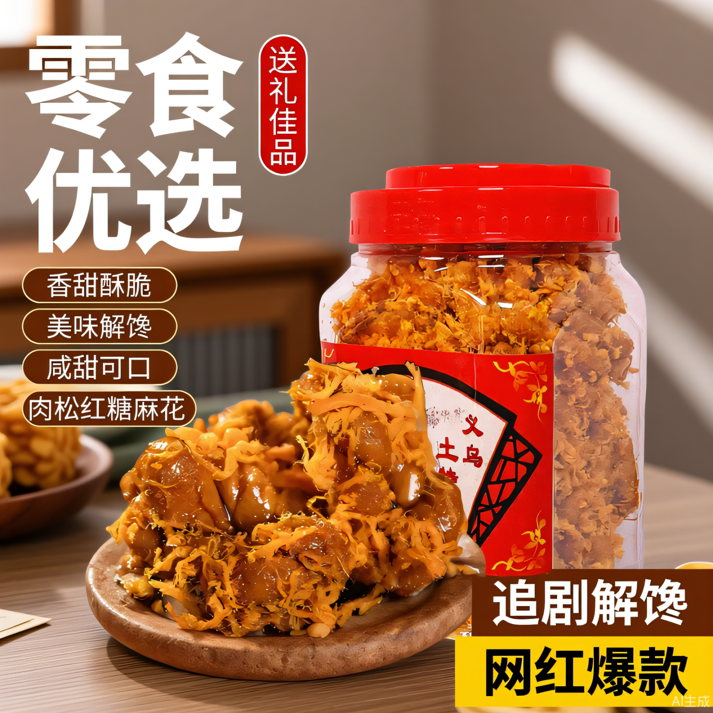 正宗肉松红糖小麻花罐装网红休闲零食营养酥脆滋补养生浙江土特产