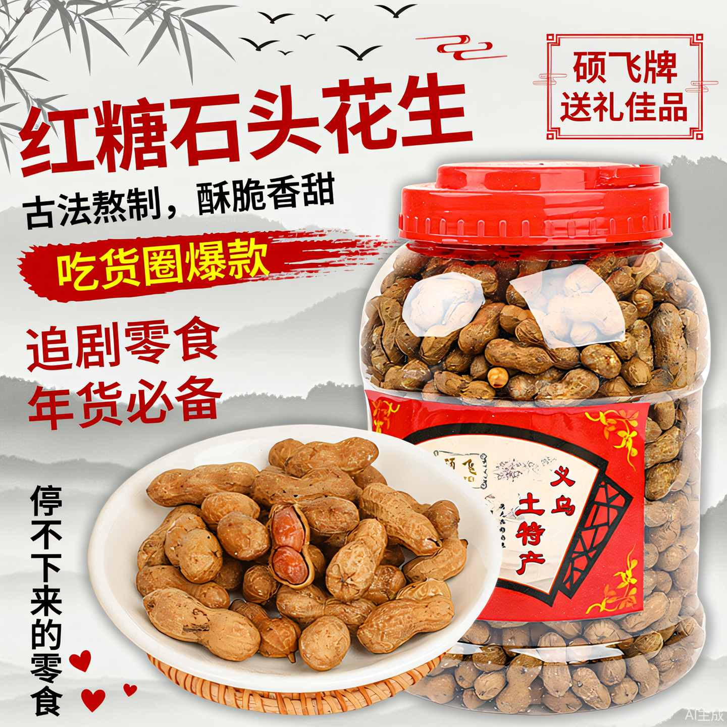 新货农家石头红糖花生焦糖坚果零