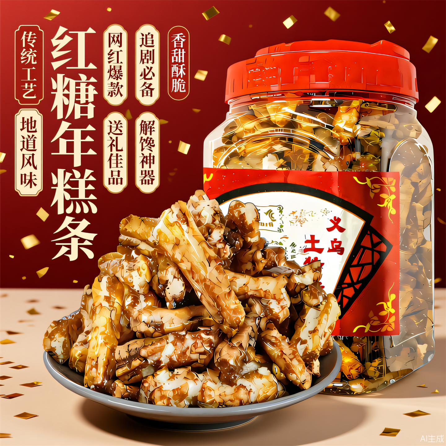 正宗红糖年糕罐装脏脏糕网红休闲零食营养酥脆滋补养生浙江土特产