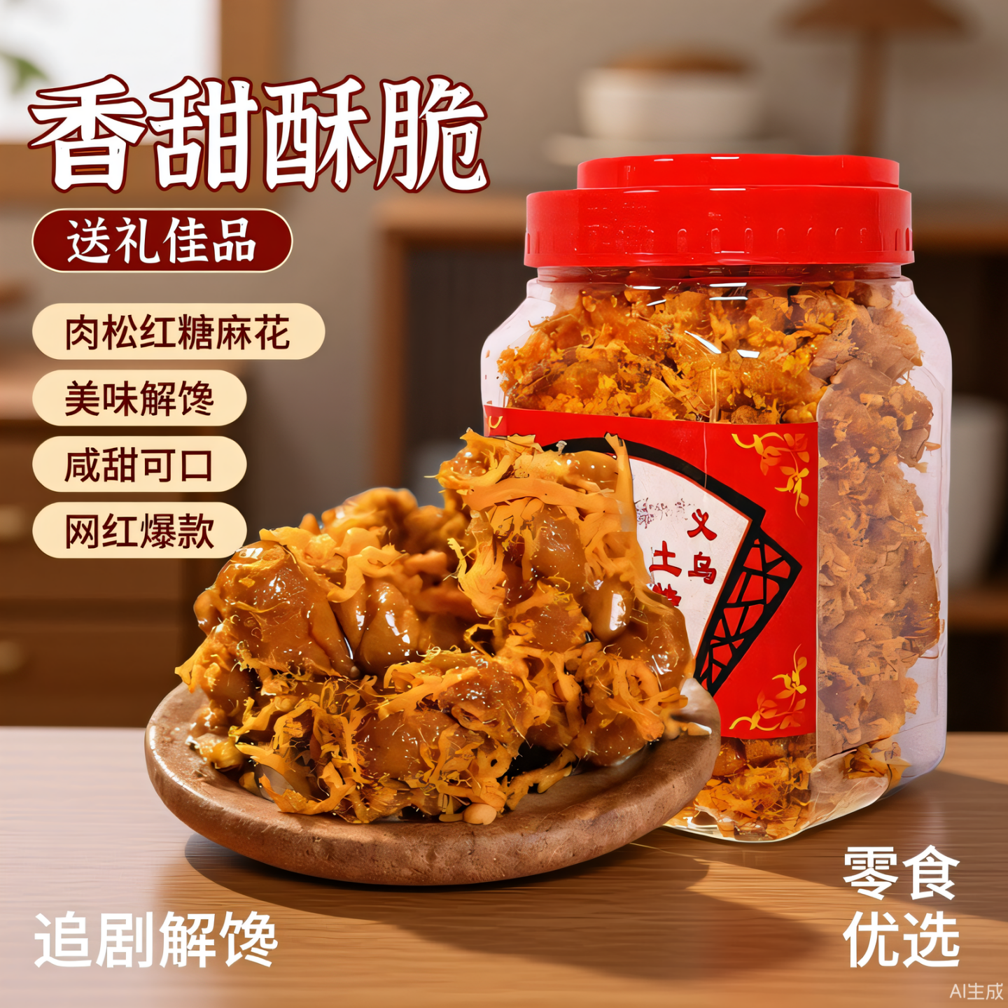 正宗肉松红糖小麻花罐装网红休闲零食营养酥脆滋补养生浙江土特产