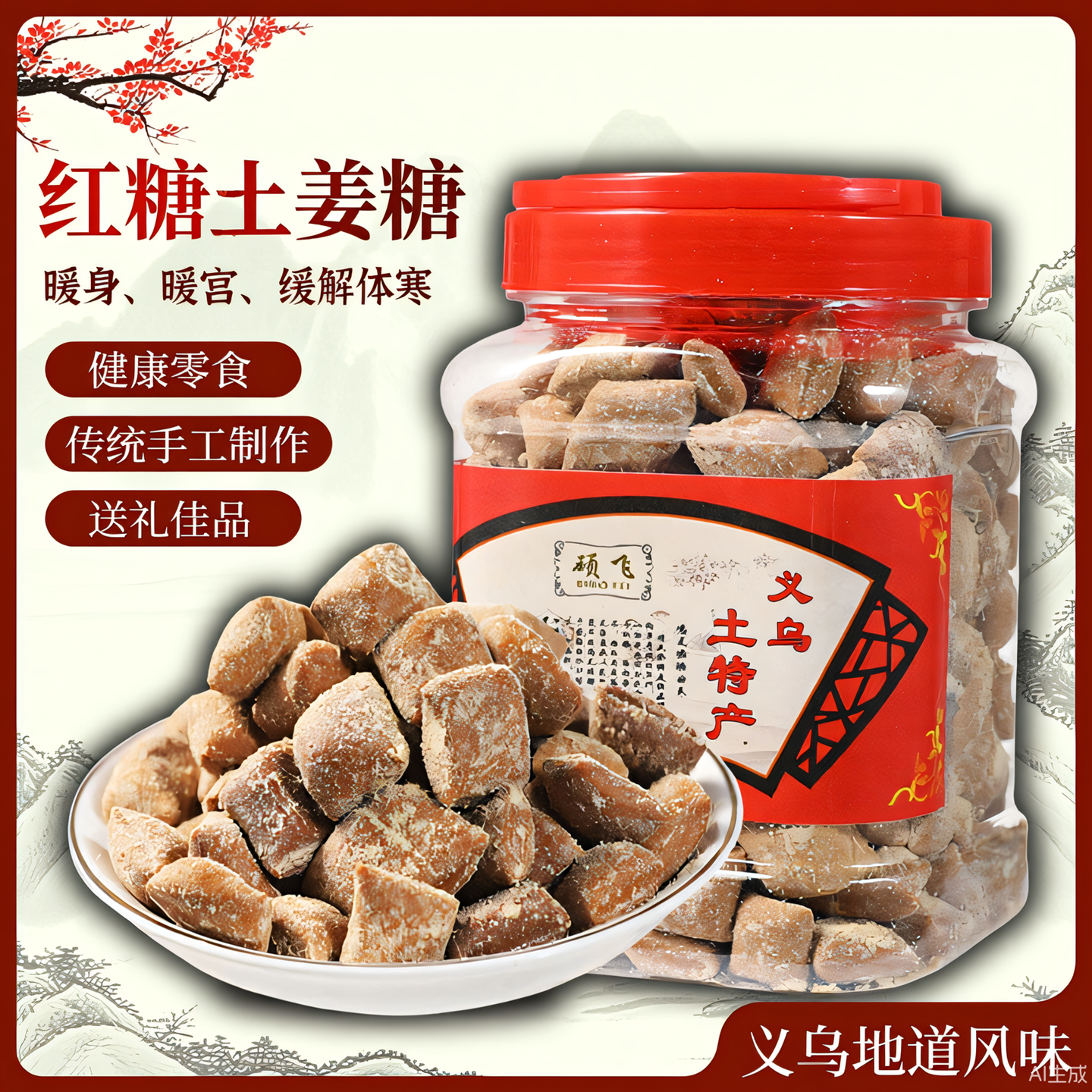 义乌红糖姜糖暖胃软糖果正宗新榨老红糖纯手工罐装土特产暖宫孕妇