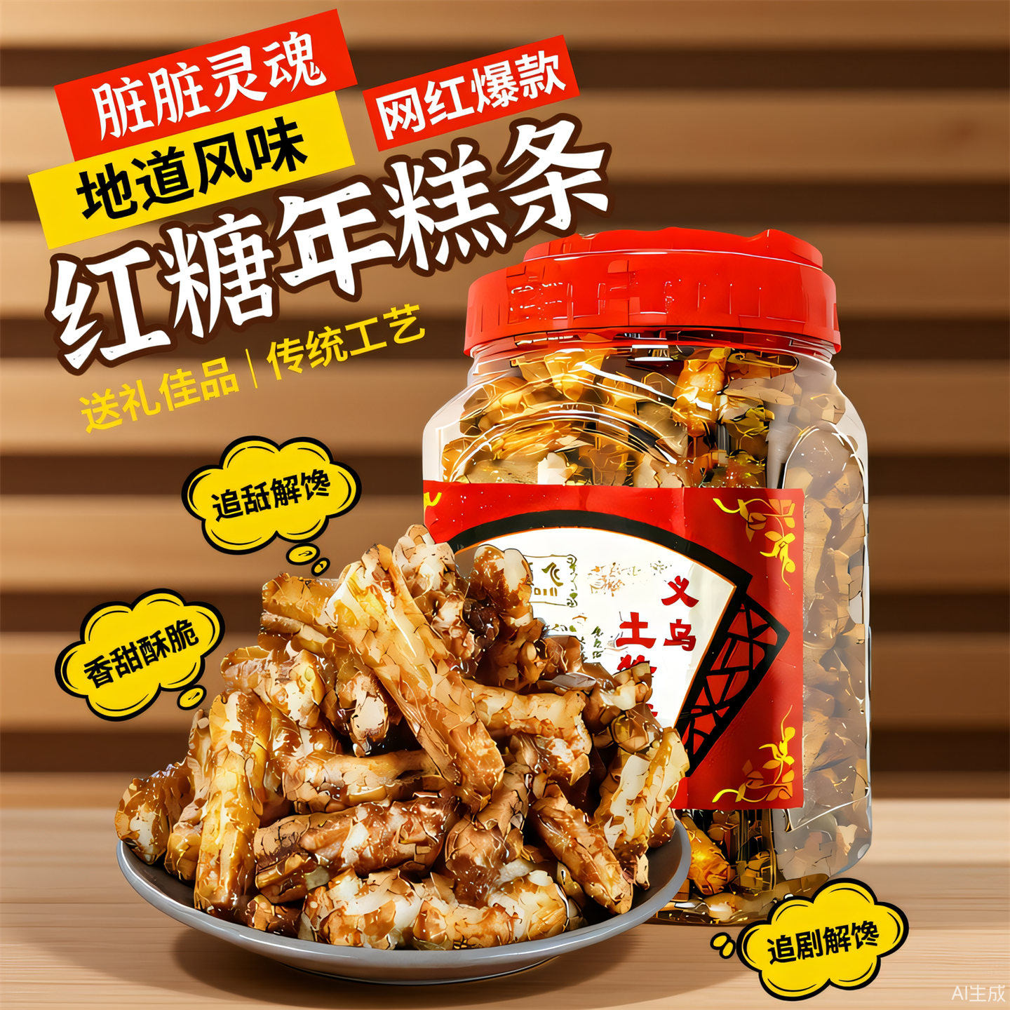 硕飞正宗红糖年糕罐装脏脏糕零食