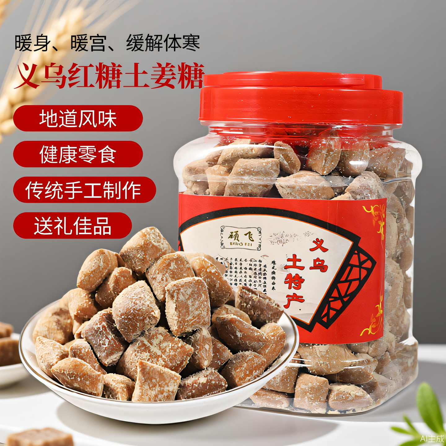 义乌红糖姜糖暖胃软糖果正宗土红糖纯古法罐装土特产暖宫孕妇零食