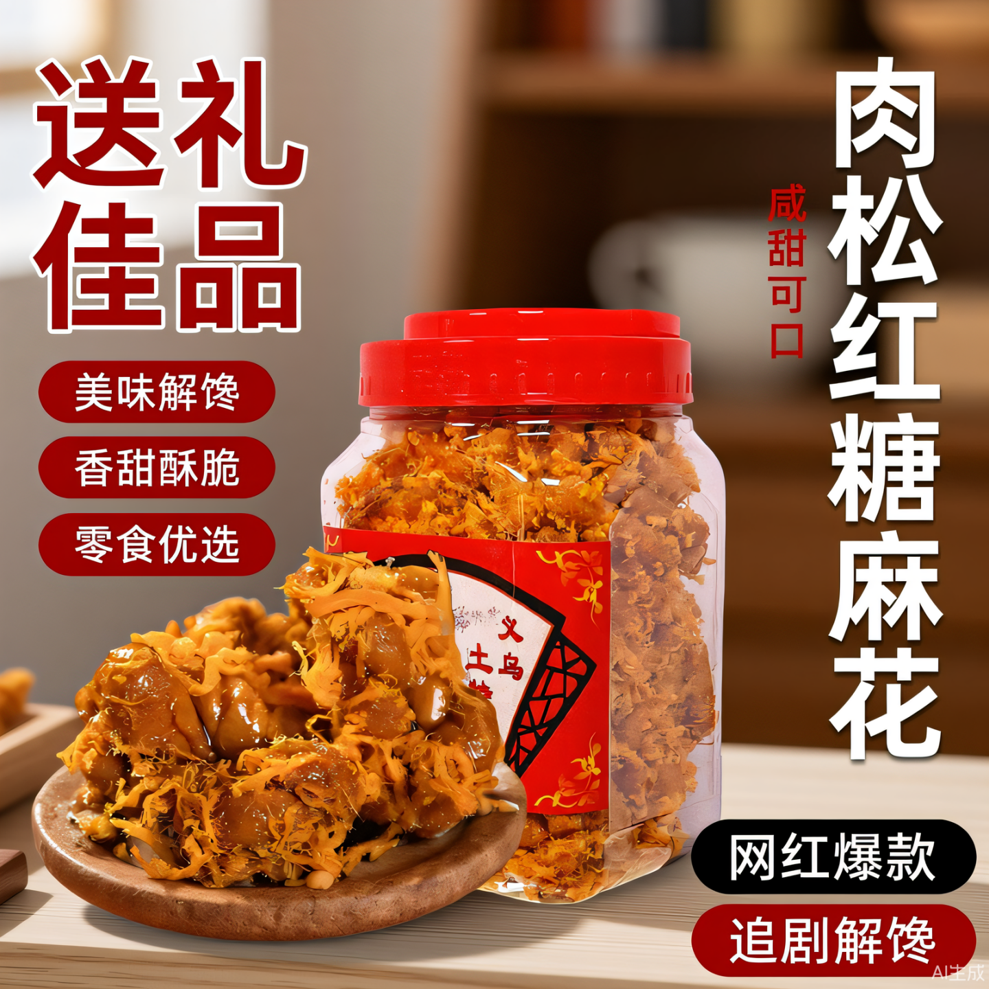 正宗肉松红糖小麻花罐装网红休闲零食营养酥脆滋补养生浙江土特产