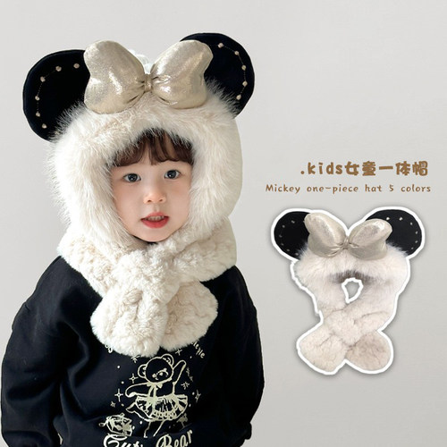 儿童帽子围巾一体帽冬季女童保暖