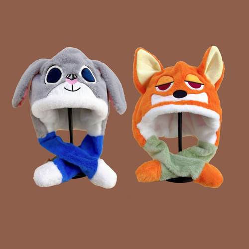 儿童帽子围巾一体围脖耳朵会动