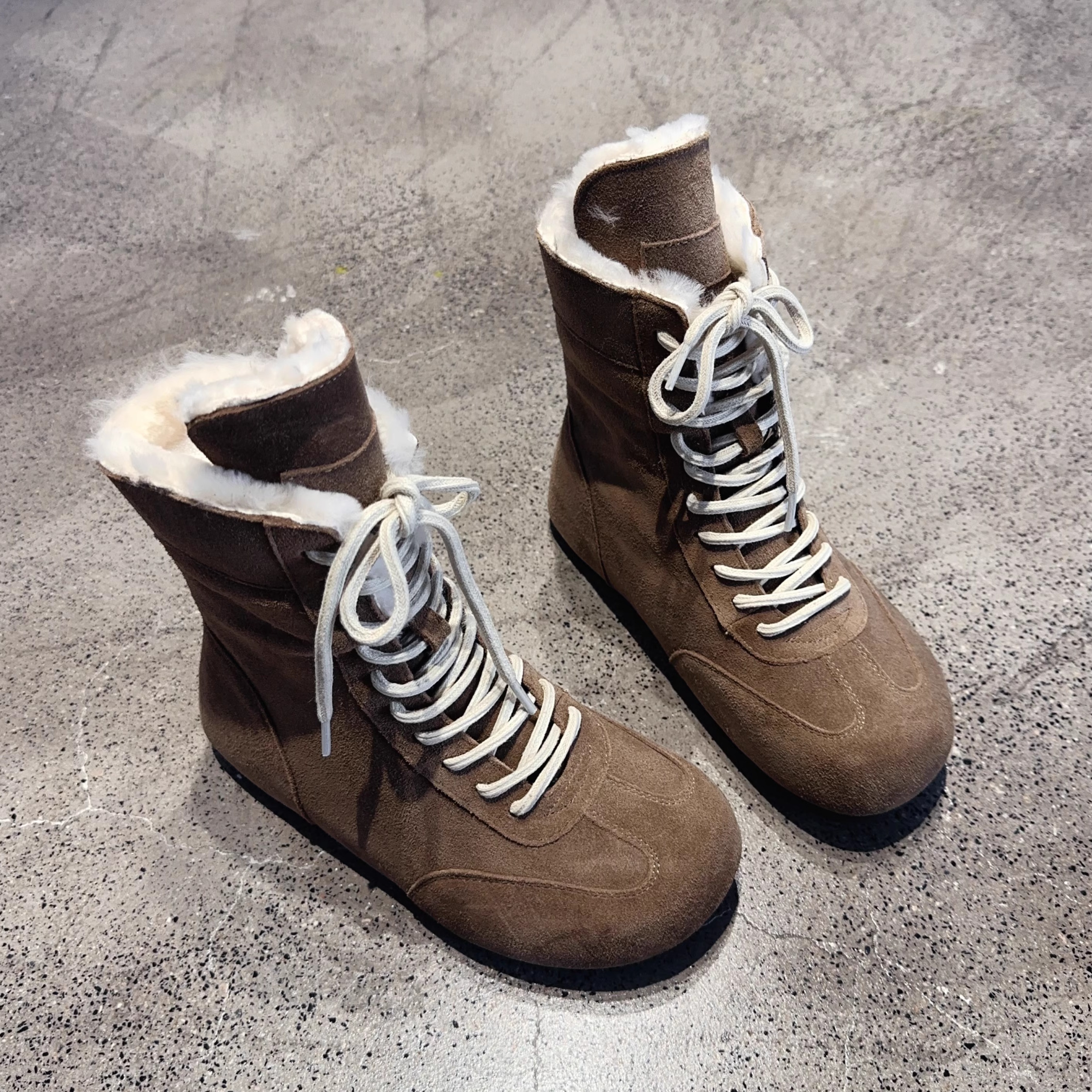 东北皮毛一体雪地靴女2025冬季新款加绒真皮系带增高保暖棉鞋短靴